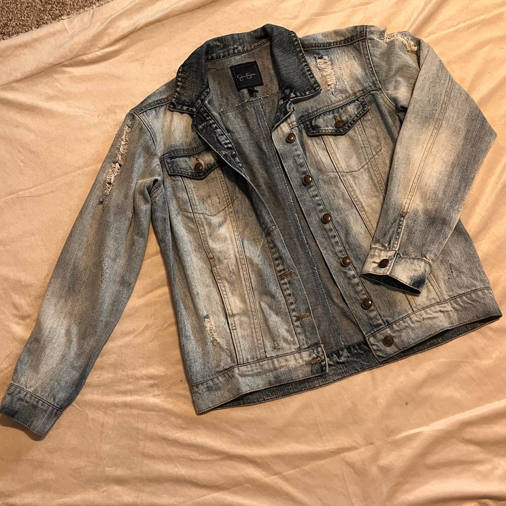 Jessica Simpson Light Blue Distressed Jean Jacket